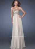 Picture of: Long Strapless Chiffon Prom Dress with Satin Bow Belt in Nude, Style: 19282, Detail Picture 2