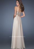 Picture of: Long Strapless Chiffon Prom Dress with Satin Bow Belt in Nude, Style: 19282, Detail Picture 3