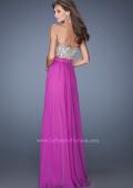 Picture of: Long Strapless Prom Dress with Intricately Beaded Bodice in Blue, Style: 19294, Back Picture
