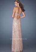 Picture of: Long Strapless Sequin Prom Gown with Open Back in Gold, Style: 19298, Back Picture
