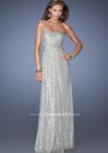 Picture of: Long Strapless Sequin Prom Gown with Open Back in Silver, Style: 19298, Detail Picture 1
