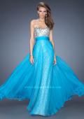 Picture of: Long Strapless Sequin Prom Dress with Chiffon Overlay in Blue, Style: 19300, Main Picture