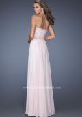Picture of: Long Strapless Chiffon Prom Gown with Beaded Details in Pink, Style: 19342, Back Picture