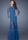 Picture of: Long Sleeve Mermaid Prom Dress with Lace Applique in Blue, Style: 19343, Main Picture