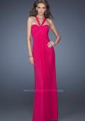 Picture of: Long Jersey Prom Dress with Halter Straps in Pink, Style: 19348, Detail Picture 2