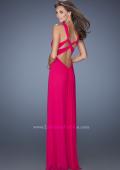 Picture of: Long Jersey Prom Dress with Halter Straps in Pink, Style: 19348, Detail Picture 3