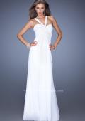 Picture of: Long Jersey Prom Dress with Halter Straps in White, Style: 19348, Detail Picture 4