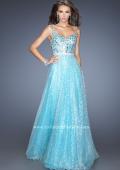 Picture of: Long A-line Prom Gown with a Bedazzled Bodice in Blue, Style: 19350, Main Picture