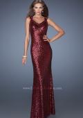 Picture of: Long Fitted Sequin Prom Dress with Criss Cross Straps in Red, Style: 19357, Main Picture