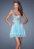Picture of: Short Chiffon Prom Dress with Embellished Bodice in Blue, Style: 19358, Main Picture