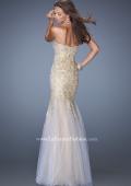Picture of: Strapless Long Mermaid Prom Dress with Lace Applique in Gold, Style: 19363, Back Picture