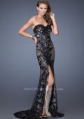 Picture of: Long Strapless Sequin Prom Dress with Lace Overlay in Black, Style: 19364, Main Picture