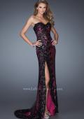 Picture of: Long Strapless Sequin Prom Dress with Lace Overlay in Pink, Style: 19364, Detail Picture 1