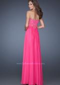 Picture of: Long Chiffon Strapless Prom Gown with Embellished Bodice in Pink, Style: 19366, Back Picture