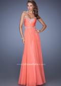 Picture of: Long Chiffon Prom Dress with Embroidered Bodice in Orange, Style: 19372, Detail Picture 1