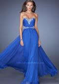 Picture of: Long Chiffon Prom Dress with Embroidered Bodice in Blue, Style: 19372, Detail Picture 2