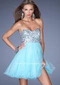 Picture of: Short Strapless A-line Prom Dress with Embellished Bodice in Blue, Style: 19373, Detail Picture 1