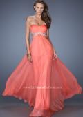 Picture of: Long Strapless Chiffon Prom Gown with Beaded Waist in Orange, Style: 19382, Main Picture