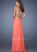 Picture of: Long Strapless Chiffon Prom Gown with Beaded Waist in Orange, Style: 19382, Back Picture