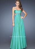 Picture of: Long Strapless Chiffon Prom Gown with Beaded Waist in Green, Style: 19382, Detail Picture 1