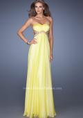 Picture of: Long Strapless Chiffon Prom Gown with Beaded Waist in Yellow, Style: 19382, Detail Picture 2