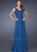 Picture of: Long Chiffon Prom Dress With Embellished Fitted Bodice in Blue, Style: 19385, Main Picture