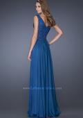 Picture of: Long Chiffon Prom Dress With Embellished Fitted Bodice in Blue, Style: 19385, Back Picture