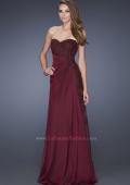 Picture of: Long Strapless Prom Dress with an Embellished Side Panel in Red, Style: 19393, Detail Picture 1