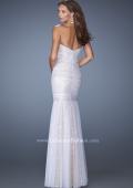 Picture of: Strapless Ruched Mermaid Prom Gown with Sequin Underlay in White, Style: 19394, Back Picture