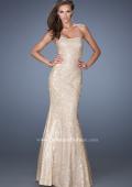 Picture of: Strapless Fitted Mermaid Prom Dress with Sequin Underlay in Nude, Style: 19396, Main Picture