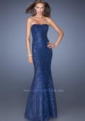 Picture of: Strapless Fitted Mermaid Prom Dress with Sequin Underlay in Blue, Style: 19396, Detail Picture 1