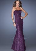 Picture of: Strapless Fitted Mermaid Prom Dress with Sequin Underlay in Purple, Style: 19396, Detail Picture 2