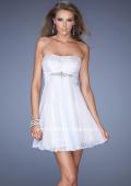 Picture of: Strapless Short Sequin Prom Dress with Chiffon Overlay in White, Style: 19415, Back Picture