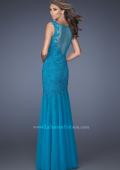 Picture of: Long Mermaid Prom Dress with Lace Applique in Blue, Style: 19420, Back Picture