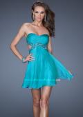 Picture of: Strapless Short Dress with Beaded Belt and Open Back in Blue, Style: 19430, Main Picture
