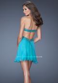 Picture of: Strapless Short Dress with Beaded Belt and Open Back in Blue, Style: 19430, Back Picture