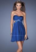 Picture of: Strapless Short Dress with Beaded Belt and Open Back in Blue, Style: 19430, Detail Picture 1