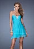 Picture of: Strapless Short Prom Dress with Embellishment on Bodice in Blue, Style: 19431, Main Picture