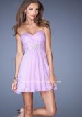 Picture of: Strapless Chiffon Short Prom Dress with Embellished Belt in Purple, Style: 19433, Detail Picture 1