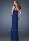 Picture of: One Shoulder Long Prom Dress with Beaded Accents in Blue, Style: 19435, Back Picture