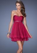 Picture of: Strapless Short Prom Dress with Bedazzled Trim on Bodice in Pink, Style: 19436, Detail Picture 1