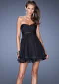 Picture of: Strapless Short Prom Dress with Bedazzled Trim on Bodice in Black, Style: 19436, Detail Picture 2