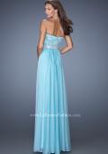 Picture of: Strapless Long Prom Gown with a Lace and Beaded Bodice in Blue, Style: 19437, Back Picture