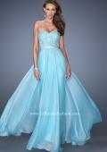 Picture of: Strapless Long Prom Gown with a Lace and Beaded Bodice in Blue, Style: 19437, Detail Picture 2