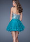 Picture of: Strapless A-line Short Dress with Ombre Sequin Bodice in Blue, Style: 19451, Back Picture
