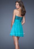 Picture of: Strapless Short Prom Dress with Sequin Bodice in Blue, Style: 19453, Back Picture