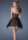 Picture of: Short Strapless A-line Prom Dress with Two Toned Tulle in Black, Style: 19457, Back Picture