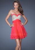 Picture of: Short Strapless Chiffon Prom Dress with Sequin Bodice in Pink, Style: 19458, Main Picture