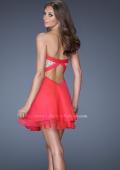 Picture of: Short Strapless Chiffon Prom Dress with Sequin Bodice in Pink, Style: 19458, Back Picture