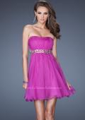 Picture of: Strapless Short Dress with a Ruched Bodice and Beaded Belt in Purple, Style: 19460, Main Picture